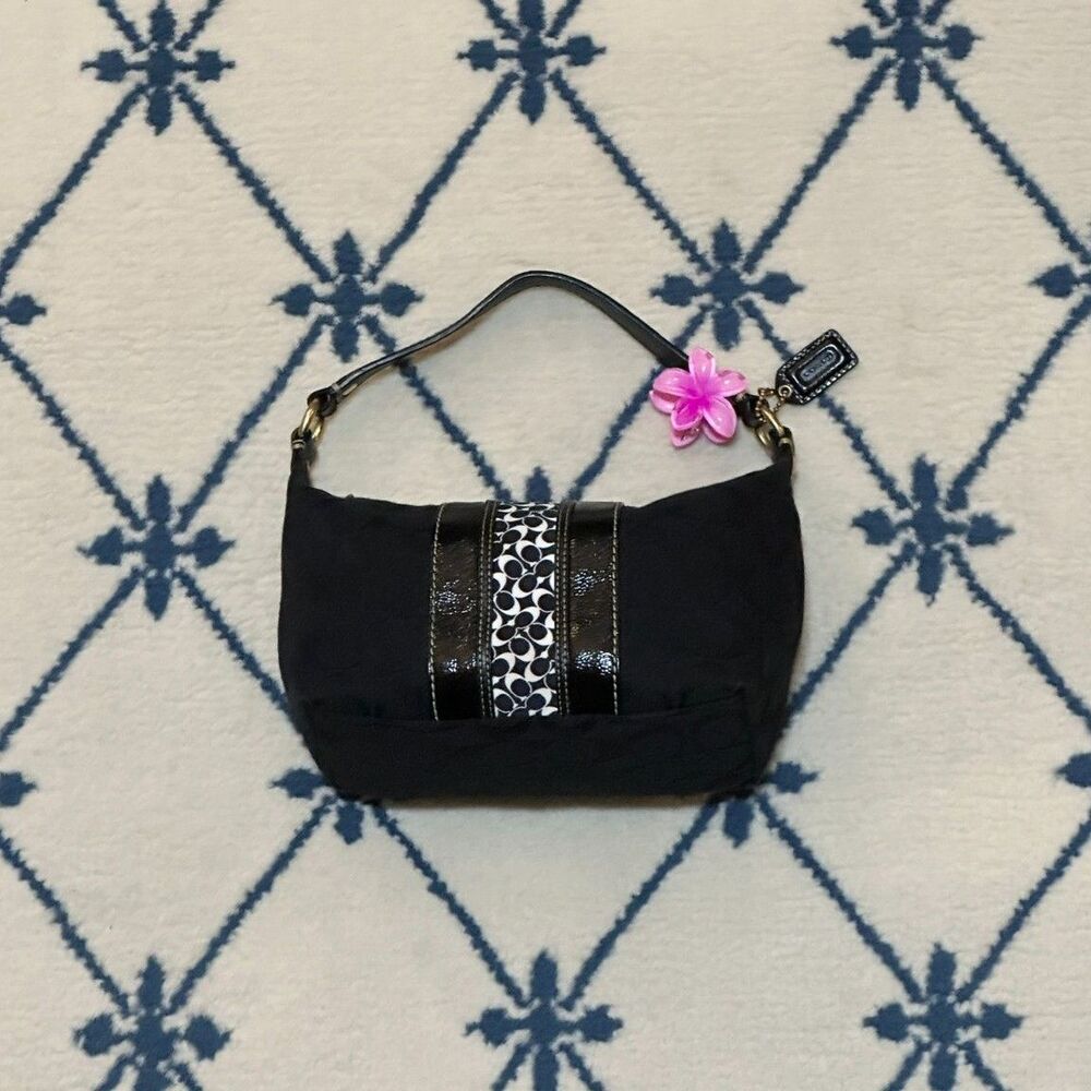 Coach Y2K Hampton Signature Stripe Mini Bag 2007 41047 - Black